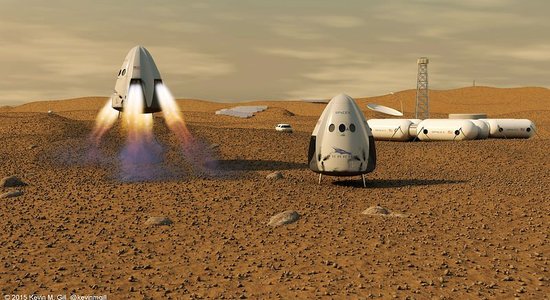 Lg spacex dragon capsule on mars